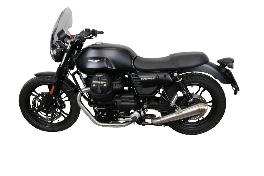 Pot echappement compatible avec Moto Guzzi V7 III Special-Stone-Carbon 2017-2018, Powercone Evo, Pot echappement racing, ligne complet, fourni avec collecteur spécifique, article sans homologation 