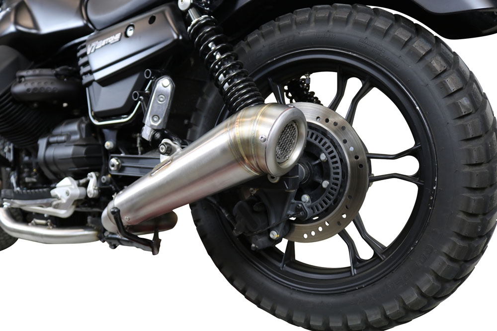 Pot echappement compatible avec Moto Guzzi V7 III Special-Stone-Carbon 2017-2018, Powercone Evo, Pot echappement racing, ligne complet, fourni avec collecteur spécifique, article sans homologation 