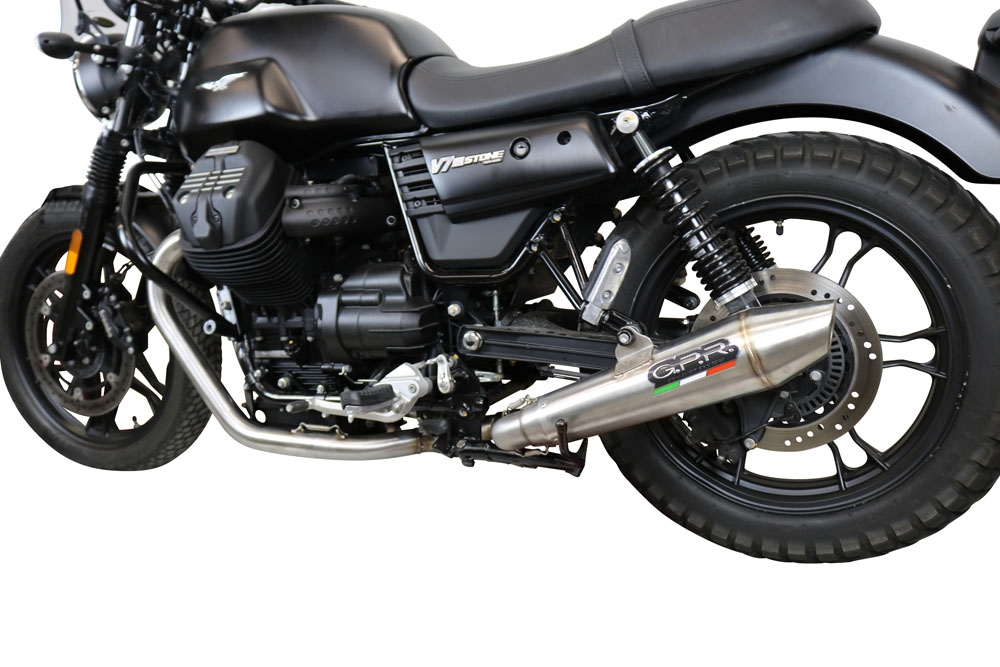Pot echappement compatible avec Moto Guzzi V7 III Special-Stone-Carbon 2017-2018, Vintacone, Pot echappement racing, ligne complet, fourni avec collecteur spécifique, article sans homologation 