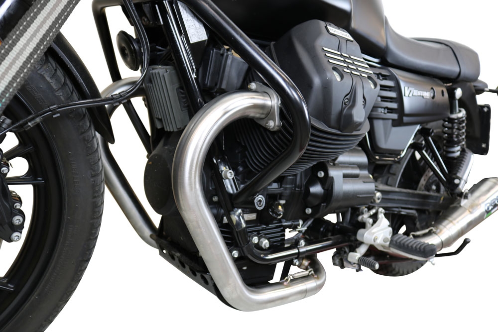 Pot echappement compatible avec Moto Guzzi V7 III Special-Stone-Carbon 2017-2018, Powercone Evo, Pot echappement racing, ligne complet, fourni avec collecteur spécifique, article sans homologation 