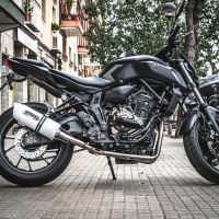 Pot echappement compatible avec Yamaha Mt-07 2014-2016, Albus Ceramic, Homologué et légal, système d'échappement complet, avec db killer amovible 