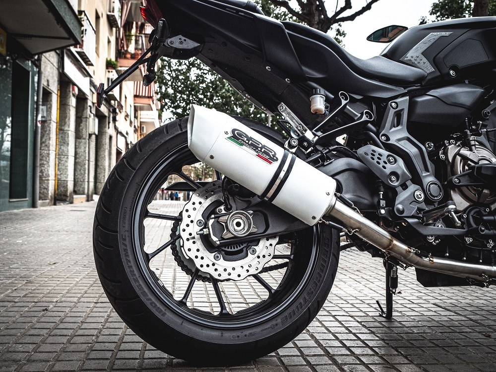 Pot echappement compatible avec Yamaha Mt-07 2014-2016, Albus Ceramic, Homologué et légal, système d'échappement complet, avec db killer amovible 