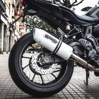 Pot echappement compatible avec Yamaha Mt-07 2014-2016, Albus Ceramic, Homologué et légal, système d'échappement complet, avec db killer amovible 