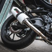 Pot echappement compatible avec Yamaha Mt-07 2014-2016, Albus Ceramic, Homologué et légal, système d'échappement complet, avec db killer amovible 