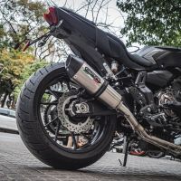 Pot echappement compatible avec Yamaha Mt-07 2017-2020, Gpe Ann. titanium, Pot d'échappement complet racing, compris de collecteur et db killer amovible, sans homologation 