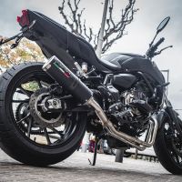 Pot echappement compatible avec Yamaha Mt-07 2017-2020, M3 Black Titanium, Pot d'échappement complet racing, compris de collecteur et db killer amovible, sans homologation 