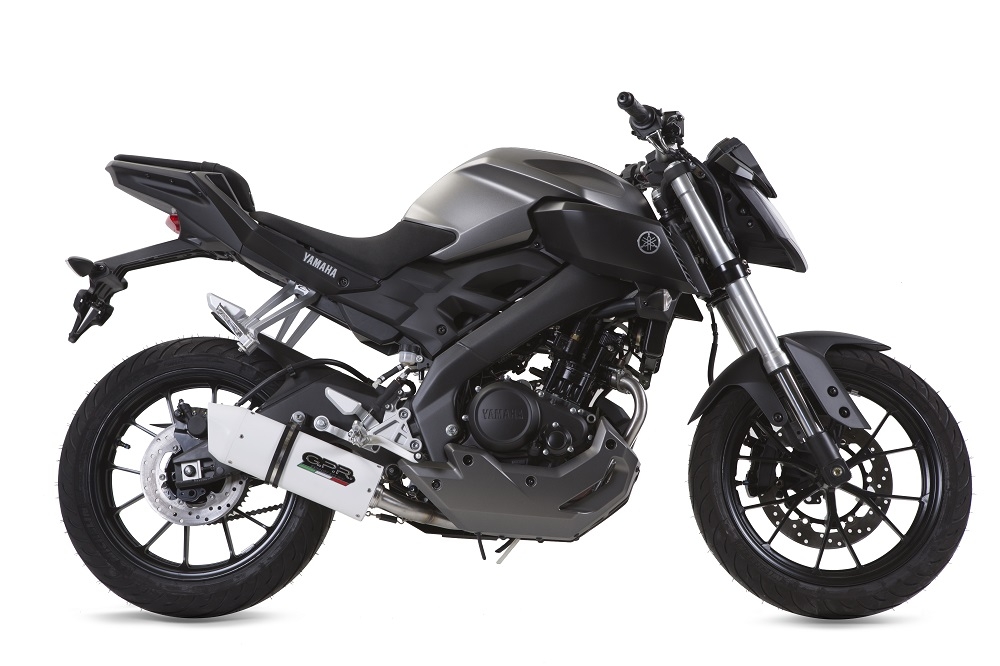Pot echappement compatible avec Yamaha Mt 125 2014-2016, Albus Ceramic, Homologué et légal, système d'échappement complet avec catalyseur et db killer amovible 