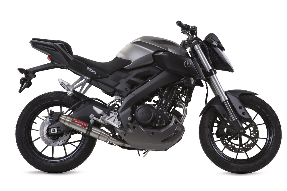 Pot echappement compatible avec Yamaha Mt 125 2014-2016, Deeptone Inox, Homologué et légal, système d'échappement complet avec catalyseur et db killer amovible 
