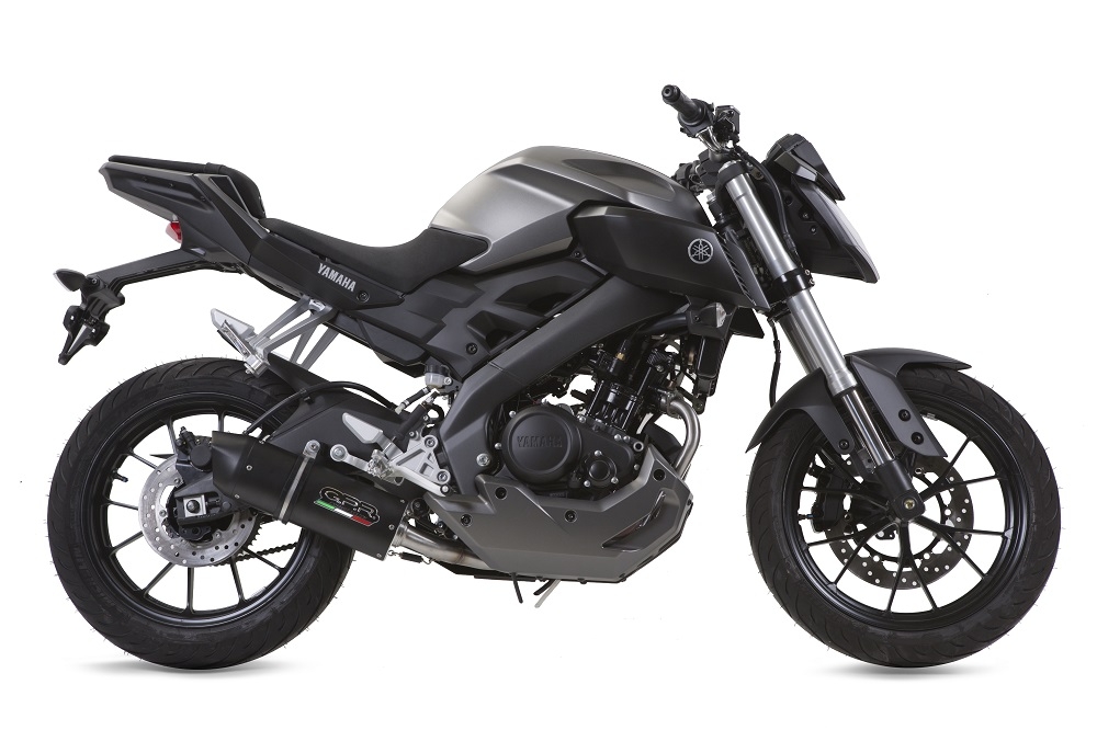 Pot echappement compatible avec Yamaha Mt 125 2014-2016, Furore Nero, Homologué et légal, système d'échappement complet avec catalyseur et db killer amovible 