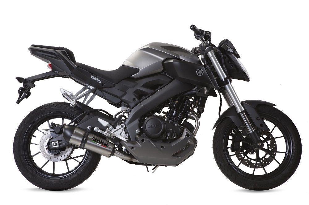 GPR pot echappement compatible avec  Yamaha Mt 125 2017-2019, New Grand Prix Evo Titanium, Homologué et légal, système d'échappement complet avec catalyseur et db killer amovible 