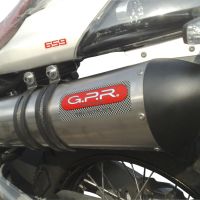 Pot echappement compatible avec Derbi Mulhacén 659 2005-2011, Gpe Ann. titanium, Échappement légal, homologué,silencieux avec db killer amovible et tuyau de liaison spécifique 