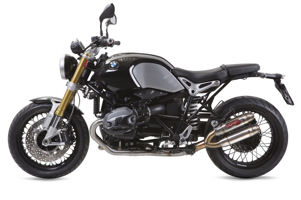 Pot echappement compatible avec Bmw R Nine-T 1200 -Pure -Racer -Urban G-S 2017-2023, Deeptone Inox, Homologué et légal, système d'échappement complet avec catalyseur et db killer amovible 
