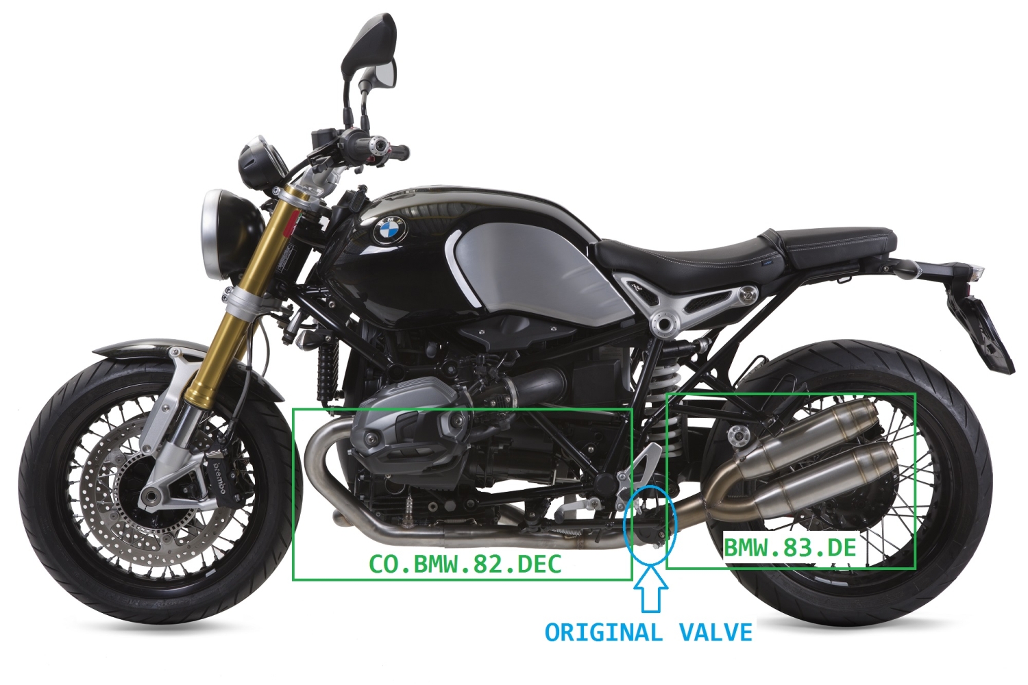 Pot echappement compatible avec Bmw R Nine-T 1200 -Pure -Racer -Urban G-S 2017-2023, Deeptone Inox, Homologué et légal, système d'échappement complet avec catalyseur et db killer amovible 