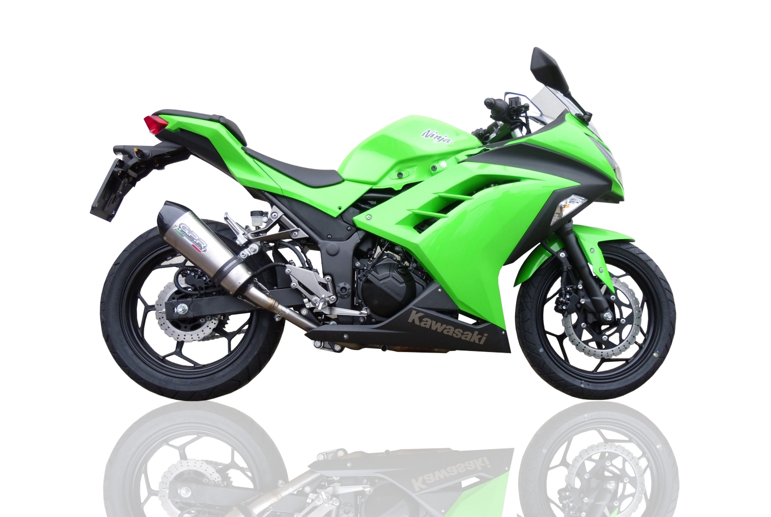 GPR pot echappement compatible avec  Kawasaki Ninja 300 R  2012-2017, New Grand Prix Evo Titanium, Échappement légal, homologué,silencieux avec db killer amovible et tuyau de liaison spécifique 
