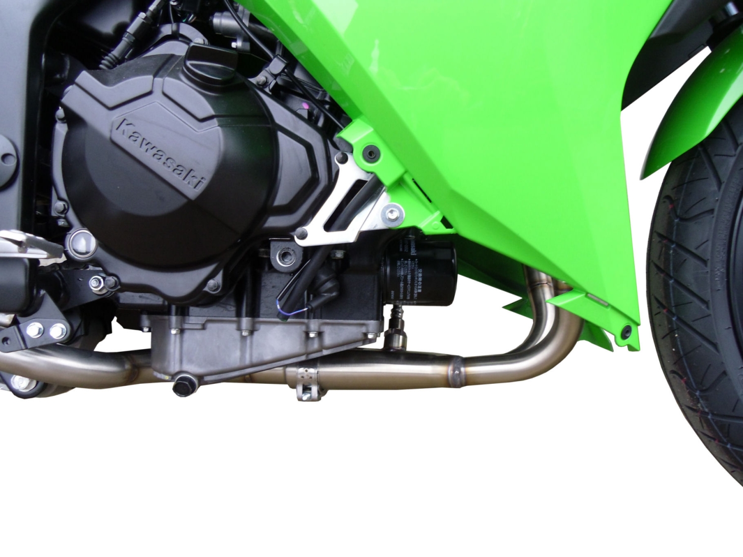 Pot echappement compatible avec Kawasaki Ninja 300 R 2012-2017, Deeptone Inox, Homologué et légal, système d'échappement complet avec catalyseur et db killer amovible 