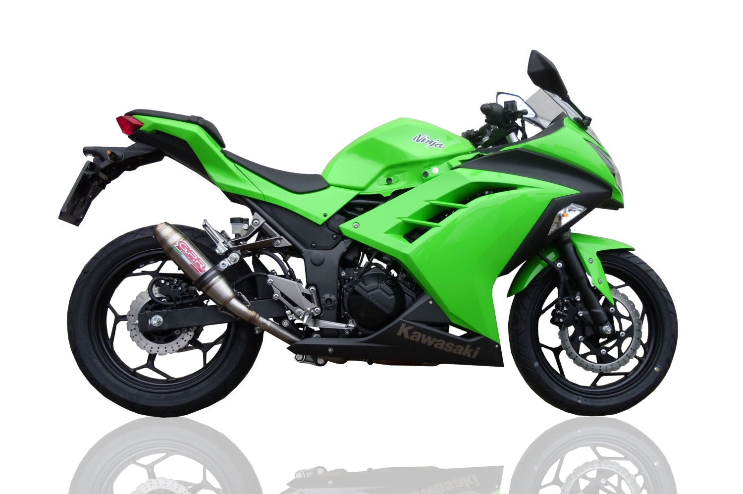 Pot echappement compatible avec Kawasaki Ninja 300 R 2012-2017, Deeptone Inox, Homologué et légal, système d'échappement complet avec catalyseur et db killer amovible 