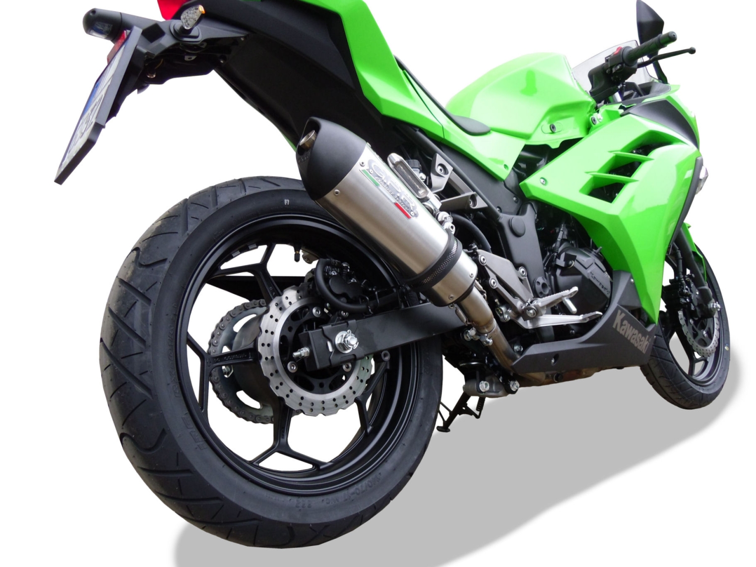 GPR pot echappement compatible avec  Kawasaki Ninja 300 R  2012-2017, New Grand Prix Evo Titanium, Échappement légal, homologué,silencieux avec db killer amovible et tuyau de liaison spécifique 