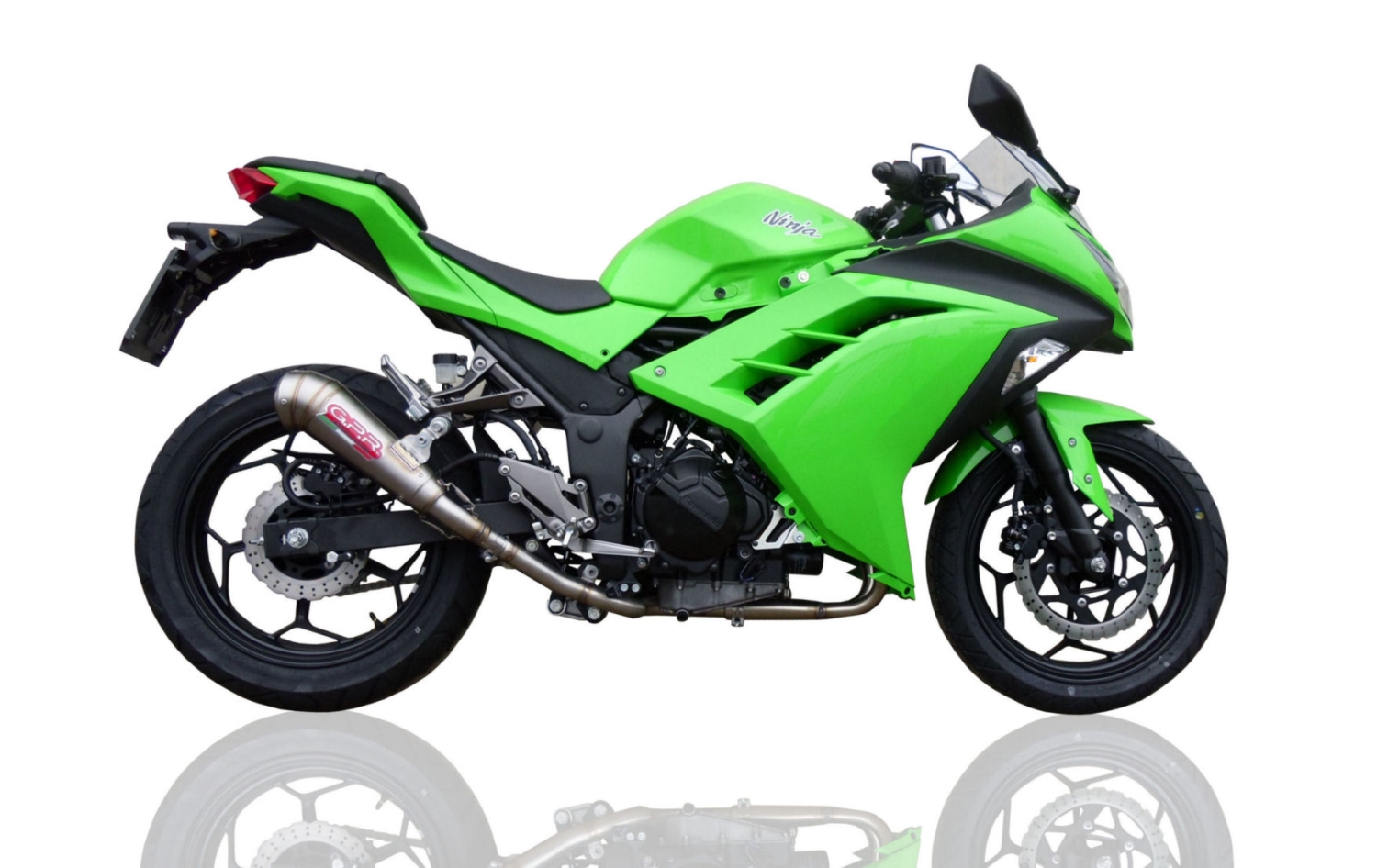 Pot echappement compatible avec Kawasaki Ninja 300 R 2012-2017, Powercone Evo, Échappement légal, homologué,silencieux avec db killer amovible et tuyau de liaison spécifique 