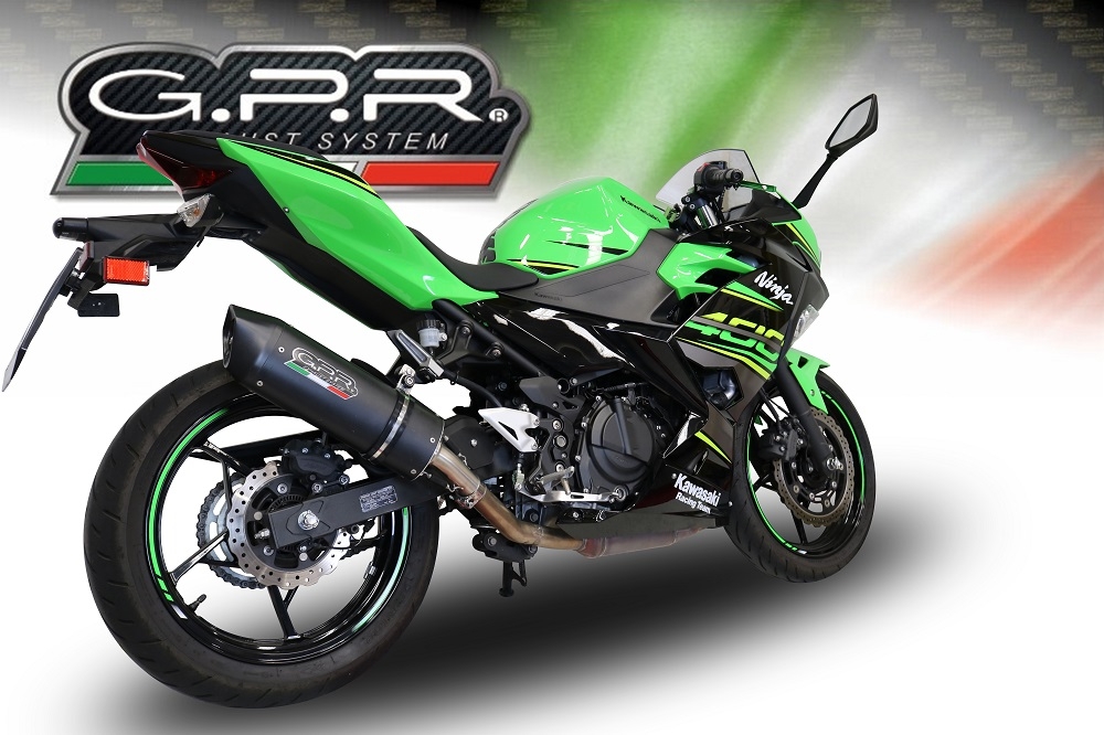 Pot echappement compatible avec Kawasaki Z 400 2023-2025, Furore Evo4 Nero, Échappement légal, homologué,silencieux avec db killer amovible et tuyau de liaison spécifique 