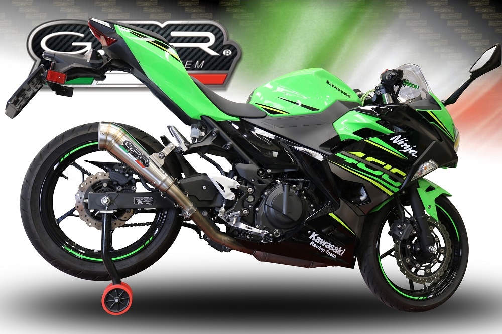 Pot echappement compatible avec Kawasaki Ninja 400 2023-2025, Powercone Evo, Échappement légal, homologué,silencieux avec db killer amovible et tuyau de liaison spécifique 