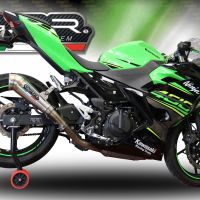 Pot echappement compatible avec Kawasaki Ninja 400 2023-2025, Powercone Evo, Échappement légal, homologué,silencieux avec db killer amovible et tuyau de liaison spécifique 