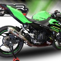 Pot echappement compatible avec Kawasaki Ninja 400 2023-2025, Powercone Evo, Échappement légal, homologué,silencieux avec db killer amovible et tuyau de liaison spécifique 