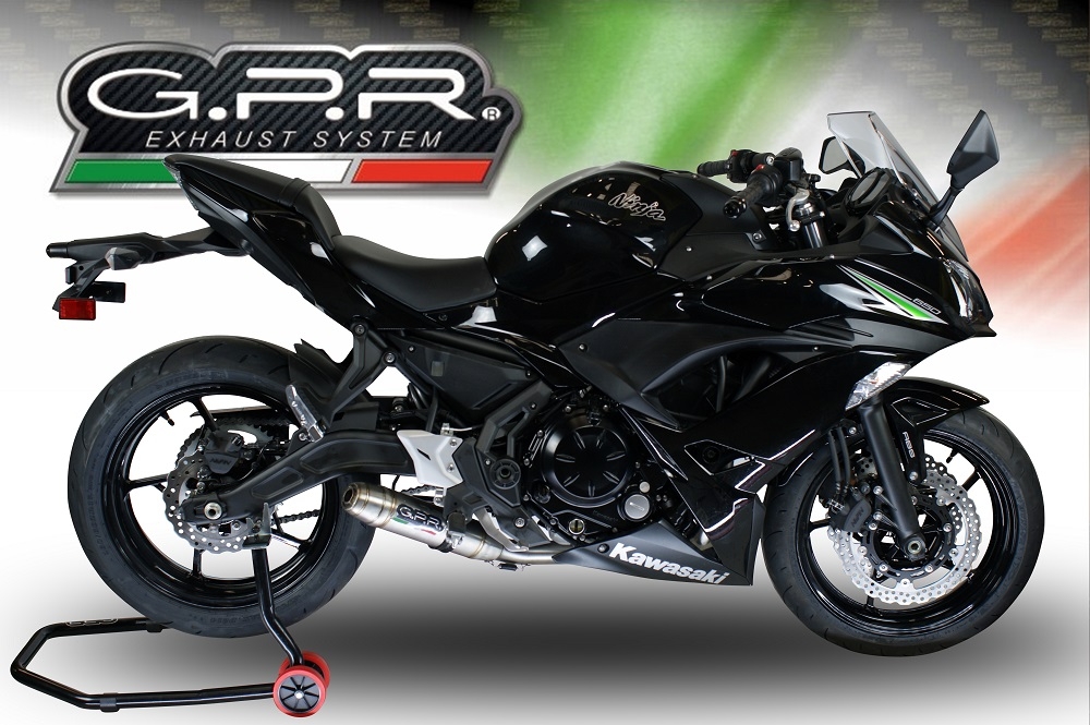 Pot echappement compatible avec Kawasaki Ninja 650 2017-2020, Deeptone Inox, Homologué et légal, système d'échappement complet avec catalyseur et db killer amovible 