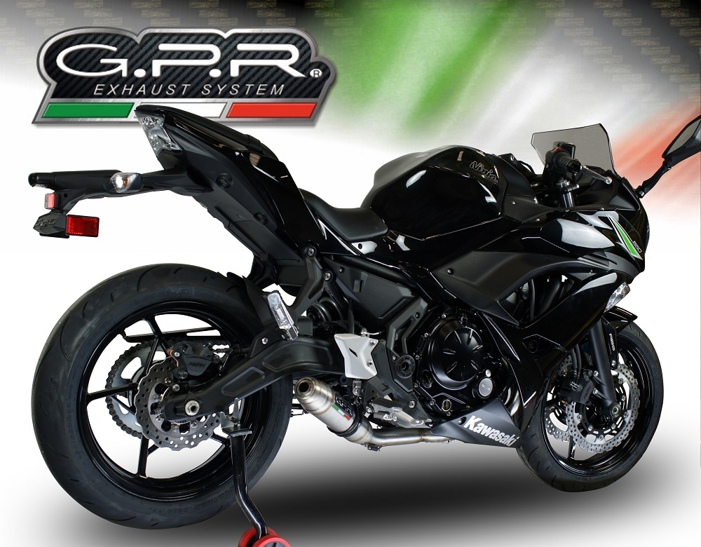 Pot echappement compatible avec Kawasaki Ninja 650 2017-2020, Deeptone Inox, Homologué et légal, système d'échappement complet avec catalyseur et db killer amovible 