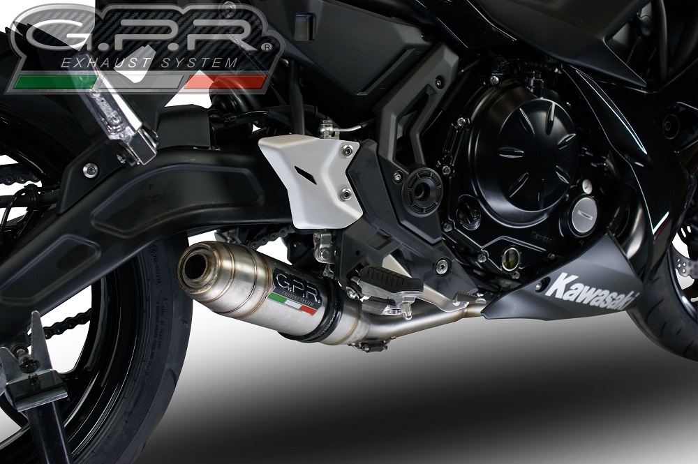 Pot echappement compatible avec Kawasaki Z 650 2017-2020, Deeptone Inox, Homologué et légal, système d'échappement complet avec catalyseur et db killer amovible 