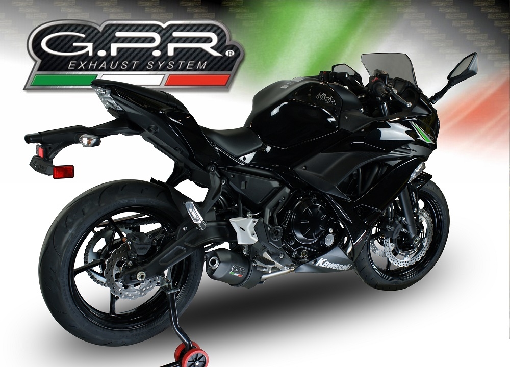 Pot echappement compatible avec Kawasaki Ninja 650 2021-2022, Furore Nero, Homologué et légal, système d'échappement complet avec catalyseur et db killer amovible 