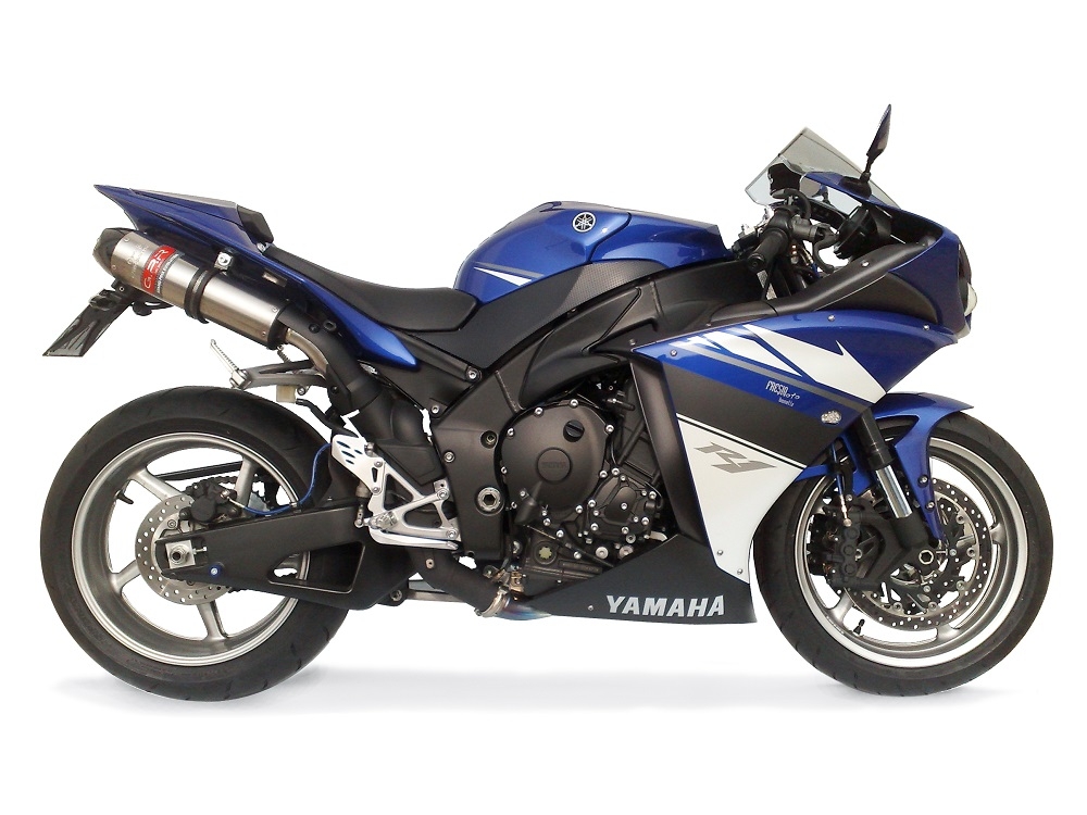 Pot echappement compatible avec Yamaha Yzf 1000 R1 2009-2014, Gpe Ann. titanium, Paire de pot d'échappement homologuées, livrées avec db killer amovible et raccords spécifiques 