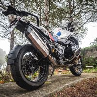 Pot echappement compatible avec Bmw R 1250 Gs -Adventure 2021-2024, Hyper Sonic Titanium, Échappement légal, homologué,silencieux avec db killer amovible et tuyau de liaison spécifique 