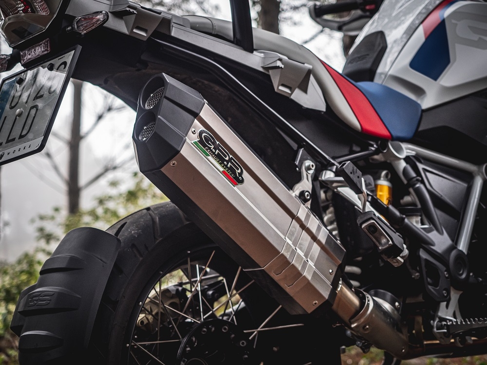 Pot echappement compatible avec Bmw R 1250 Gs -Adventure 2021-2024, Hyper Sonic Titanium, Échappement légal, homologué,silencieux avec db killer amovible et tuyau de liaison spécifique 