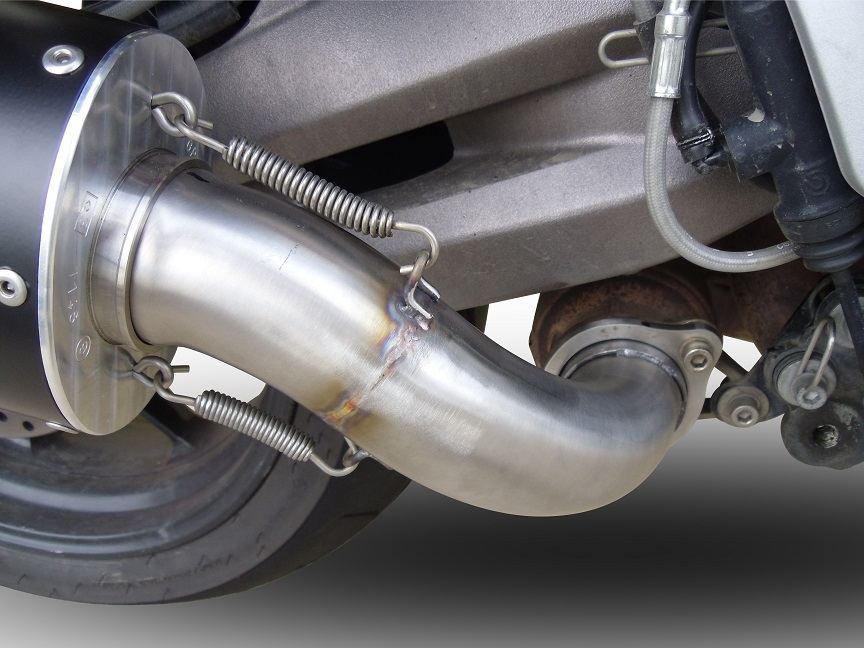 Pot echappement compatible avec Aprilia Caponord 1200 2013-2016, Hyper Sonic Inox, Échappement légal, homologué,silencieux avec db killer amovible et tuyau de liaison spécifique 
