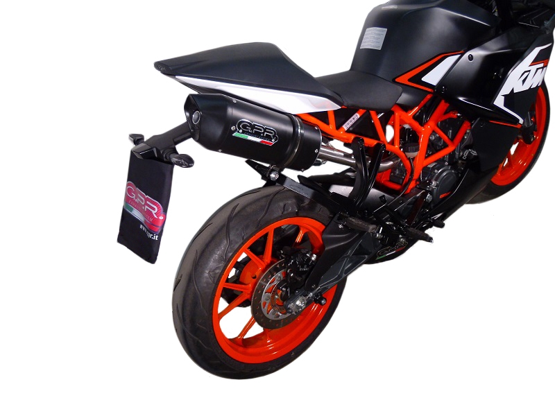 Pot echappement compatible avec Ktm Rc 125 2014-2016, Furore Nero, Pot Échappement slip-on homologué, légal, avec db killer amovible, tuyau de liaison et catalyseur 