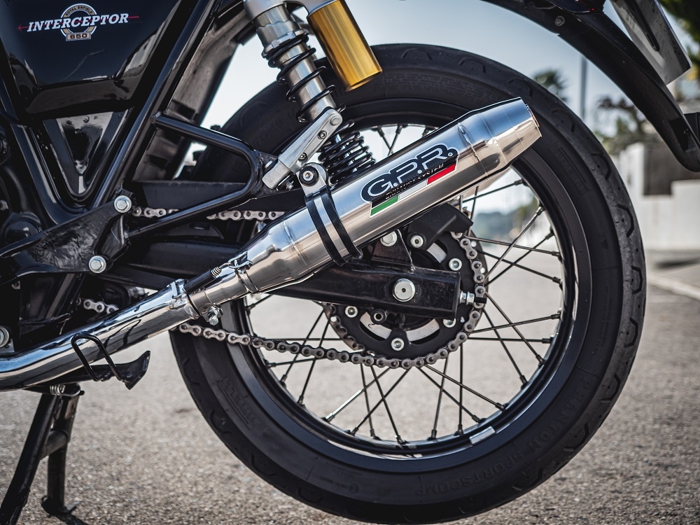 Pot echappement compatible avec Royal Enfield Continental 650 2019-2020, Deeptone Inox, Paire de pot d'échappement homologuées, livrées avec db killer amovible, catalyseurs et raccords spécifiques 