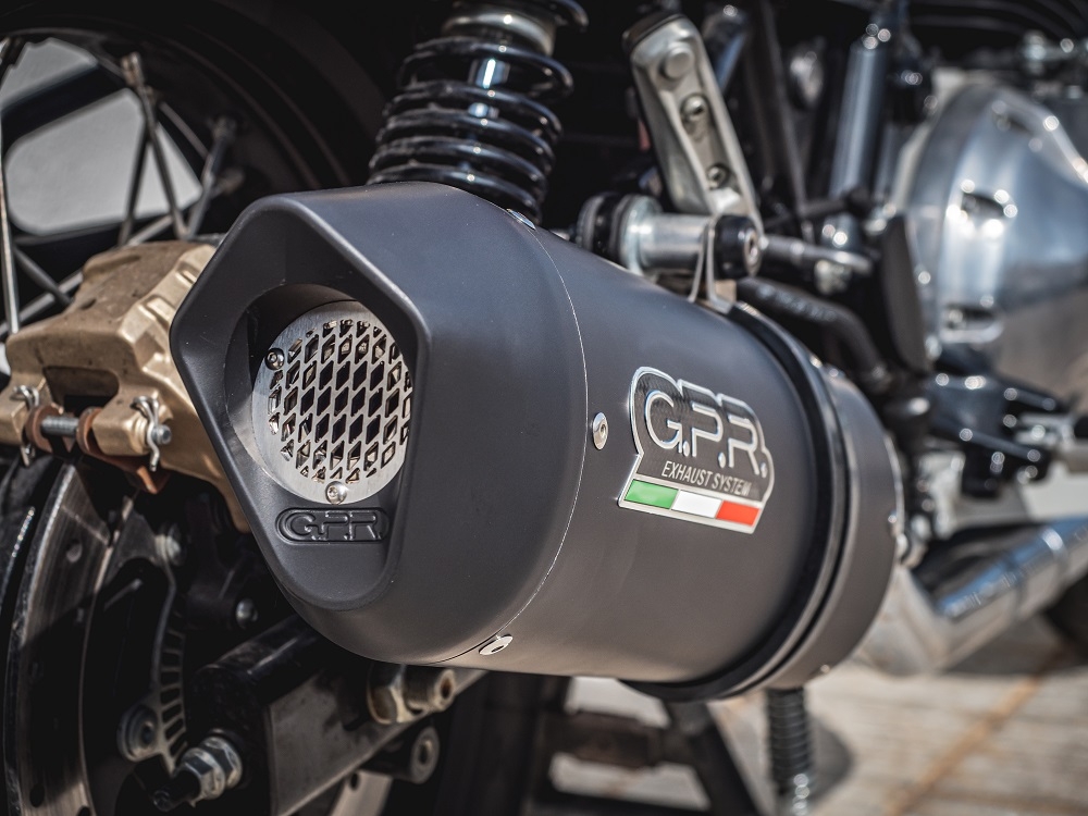 Pot echappement compatible avec Royal Enfield Interceptor 650 2019-2020, Furore Evo4 Nero, Paire de pot d'échappement homologuées, livrées avec db killer amovible, catalyseurs et raccords spécifiques 