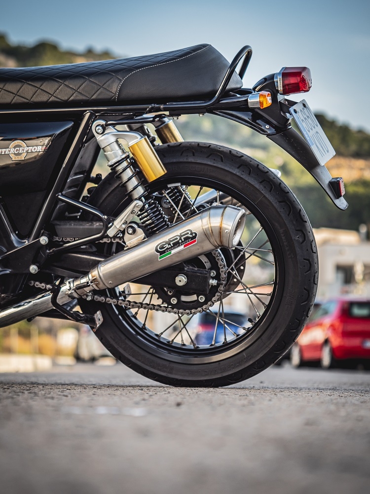 Pot echappement compatible avec Royal Enfield Interceptor 650 2019-2020, Powercone Evo, Paire de pot d'échappement homologuées, livrées avec db killer amovible, catalyseurs et raccords spécifiques 