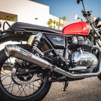 Pot echappement compatible avec Royal Enfield Interceptor 650 2019-2020, Powercone Evo, Paire de pot d'échappement homologuées, livrées avec db killer amovible, catalyseurs et raccords spécifiques 