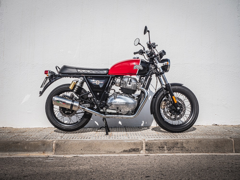 Pot echappement compatible avec Royal Enfield Continental 650 2021-2024, Satinox, Paire de pot d'échappement homologuées, livrées avec db killer amovible, catalyseurs et raccords spécifiques 