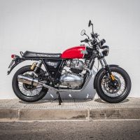 Pot echappement compatible avec Royal Enfield Continental 650 2021-2024, Satinox, Paire de pot d'échappement homologuées, livrées avec db killer amovible, catalyseurs et raccords spécifiques 