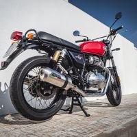 Pot echappement compatible avec Royal Enfield Continental 650 2021-2024, Satinox, Paire de pot d'échappement homologuées, livrées avec db killer amovible, catalyseurs et raccords spécifiques 