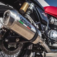 Pot echappement compatible avec Royal Enfield Continental 650 2021-2024, Satinox, Paire de pot d'échappement homologuées, livrées avec db killer amovible, catalyseurs et raccords spécifiques 