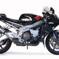 Pot echappement compatible avec Aprilia Rsv 1000 R Factory 2006-2010, Gpe Ann. titanium, Paire de pot d'échappement homologuées, livrées avec db killer amovible et raccords spécifiques 