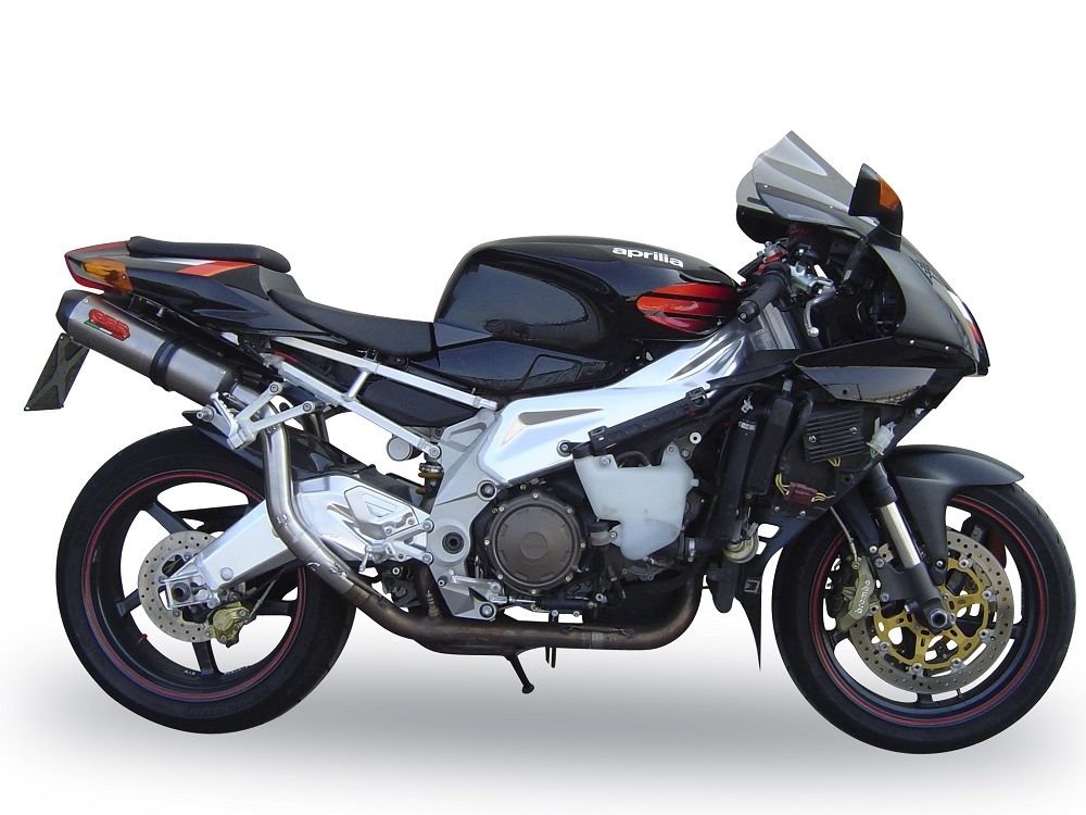 Pot echappement compatible avec Aprilia Rsv 1000 R Factory 2006-2010, Gpe Ann. titanium, Paire de pot d'échappement homologuées, livrées avec db killer amovible, catalyseurs et raccords spécifiques 