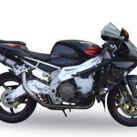 Pot echappement compatible avec Aprilia Rsv 1000 R Factory 2006-2010, Gpe Ann. titanium, Paire de pot d'échappement homologuées, livrées avec db killer amovible, catalyseurs et raccords spécifiques 