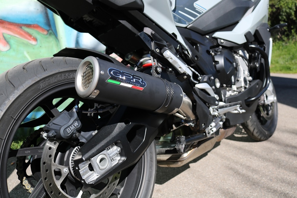 Pot echappement compatible avec Bmw S 1000 XR -M 2020-2025, M3 Black Titanium, Pot échappement racing, avec les tuyaux de liaison, article sans homologation 