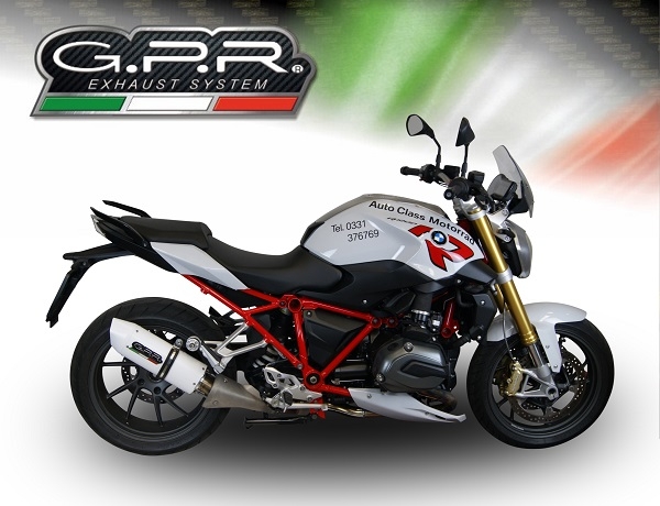 Pot echappement compatible avec Bmw R 1200 R 2015 Lc 2015-2016, Albus Ceramic, Échappement légal, homologué,silencieux avec db killer amovible et tuyau de liaison spécifique 