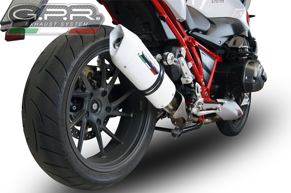 Pot echappement compatible avec Bmw R 1200 R 2015 Lc 2015-2016, Albus Ceramic, Échappement légal, homologué,silencieux avec db killer amovible et tuyau de liaison spécifique 