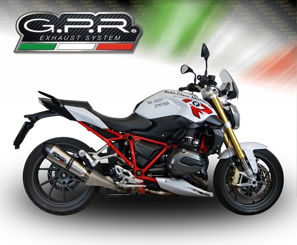 Pot echappement compatible avec Bmw R 1200 R Lc 2017-2019, GP Evo4 Titanium, Échappement légal, homologué,silencieux avec db killer amovible et tuyau de liaison spécifique 